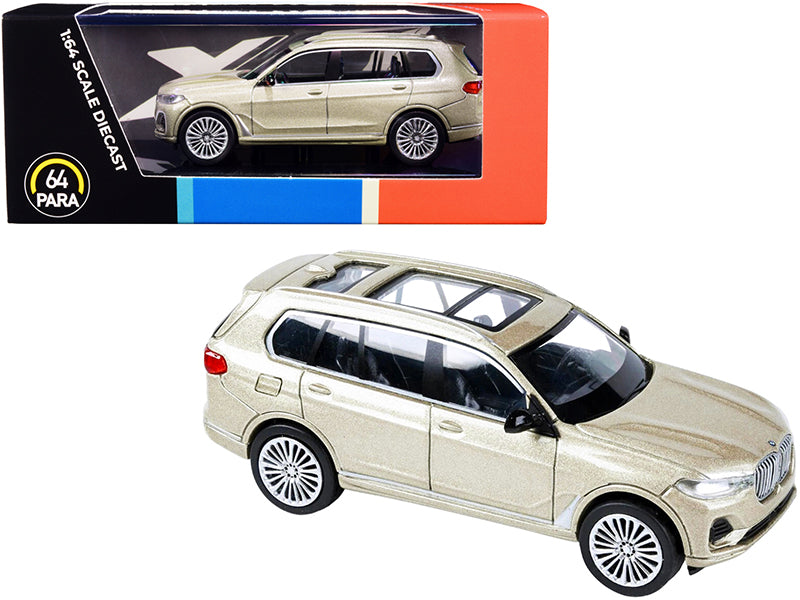 BMW X7 with Sunroof Sunstone Gold Metallic 1/64 Diecast Model Car by Paragon free shipping USA