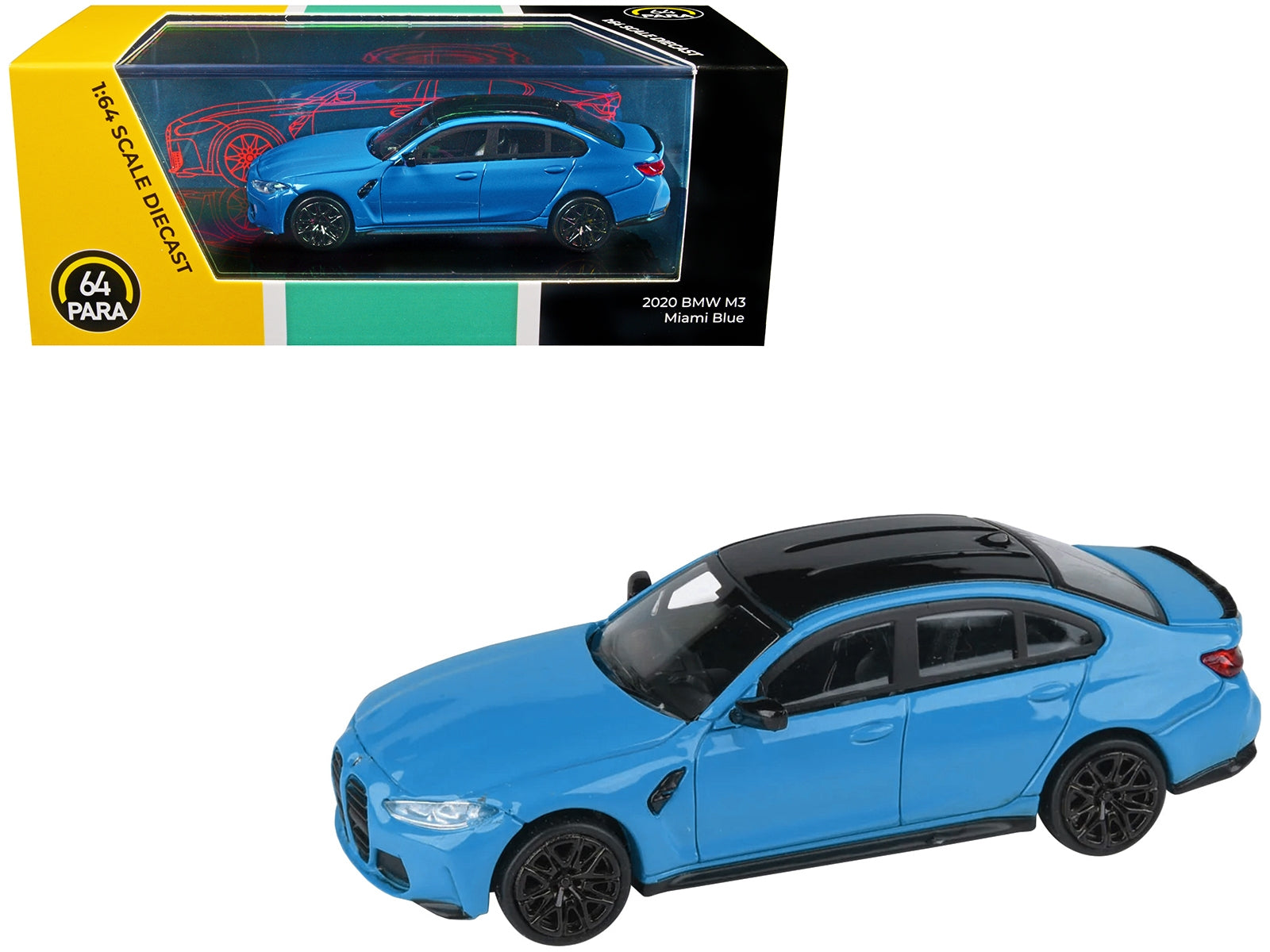 BMW M3 (G80) Miami Blue with Black Top 1/64 Diecast Model Car by Paragon Models - Premium BMW Models from Paragon - Just $35.57! Shop now at Rapidvehicles