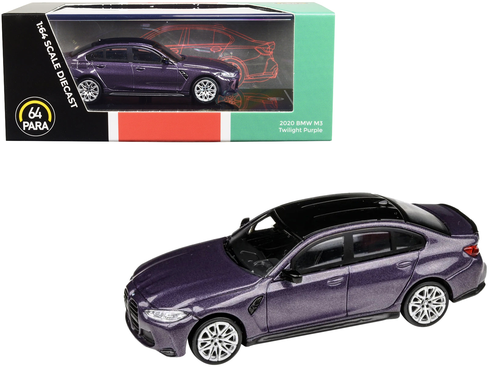 2020 BMW M3 G80 Twilight Purple Metallic with Black top 1/64 Diecast Model Car by Paragon - Premium BMW Models from Paragon - Just $29.99! Shop now at Rapidvehicles