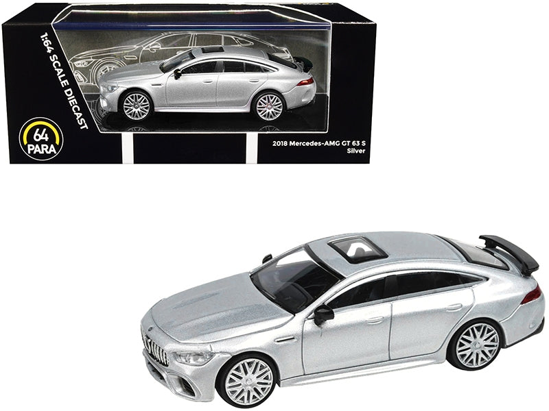 2018 Mercedes-AMG GT 63 S with Sunroof Silver Metallic 1/64 Diecast Model Car by Paragon Models - Premium Mercedes Models from Paragon - Just $33.96! Shop now at Rapidvehicles