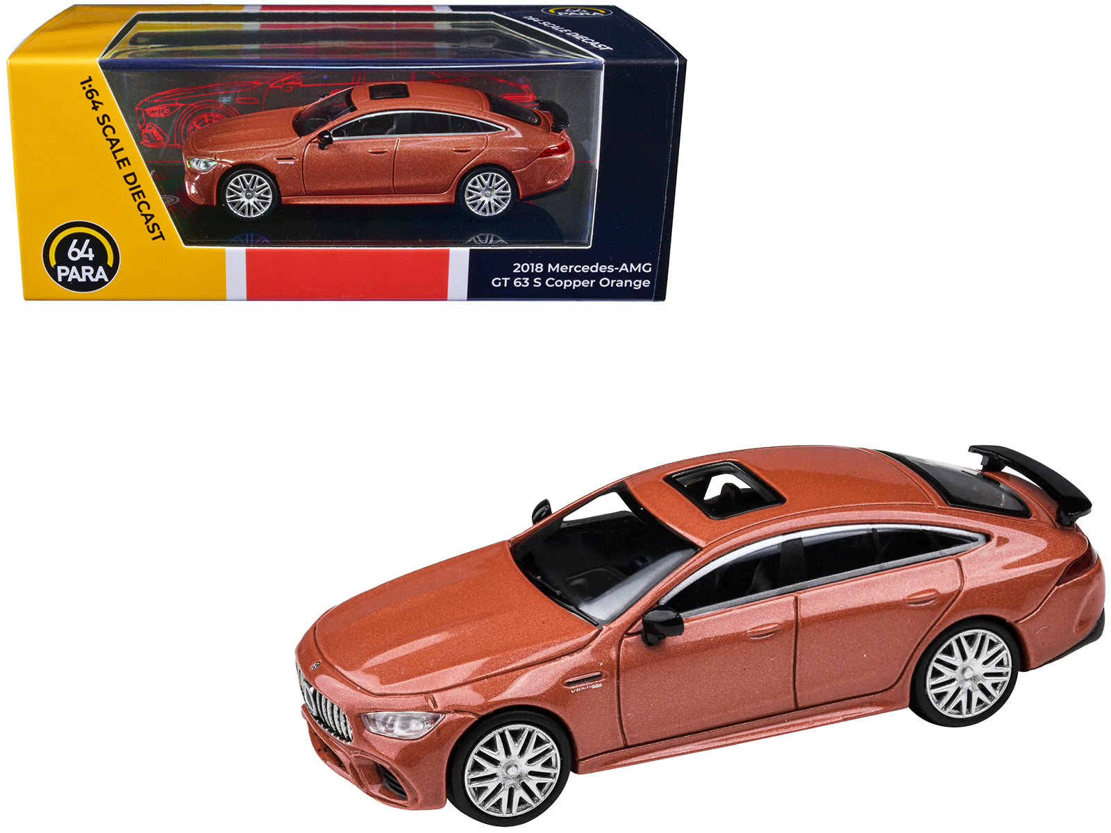 2018 Mercedes-AMG GT 63 S Copper Orange Metallic 1/64 Diecast Model Car by Paragon Models free shipping USA