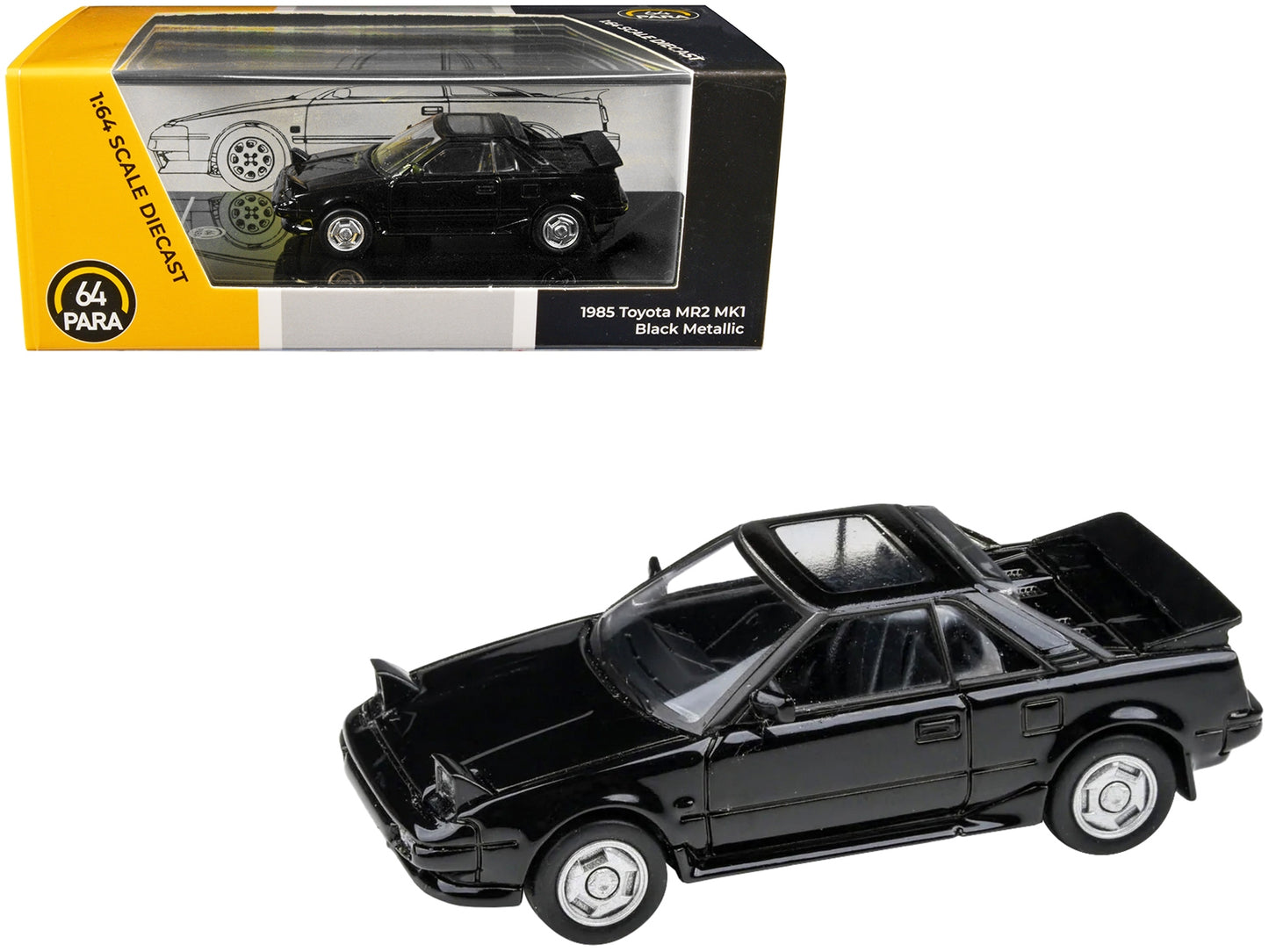 1985 Toyota MR2 MK1 Black Metallic with Sunroof 1/64 Diecast - Premium Toyota Models from Paragon - Just $43.99! Shop now at Rapidvehicles