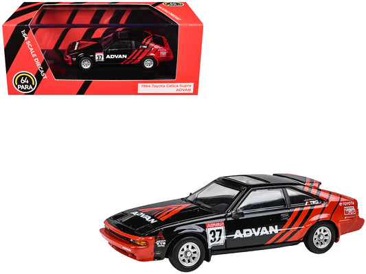 1984 Toyota Celica Supra #37 "ADVAN" Black and Red 1/64 Diecast Model Car by Paragon Models - Use code SHOPAPP15 to get 15 percent off