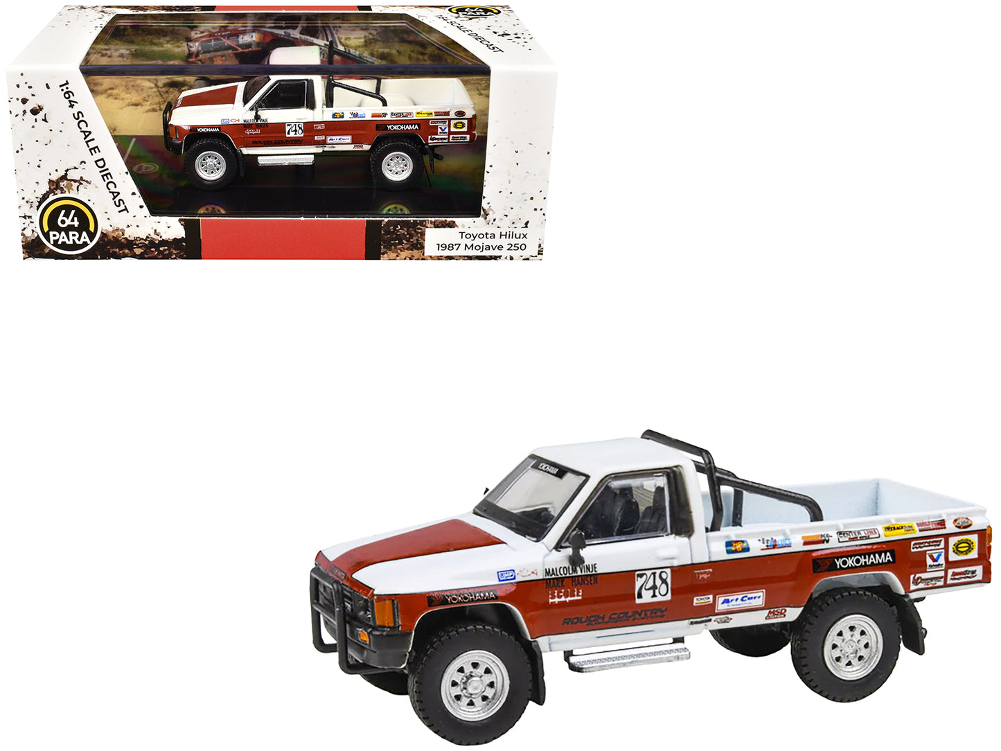 Toyota Hilux Pickup Truck #748 Malcolm Vinje - Mark Hansen "Mojave 250" (1987) 1/64 Diecast Model Car by Paragon Models - Use code SHOPAPP15 to get 15 percent off