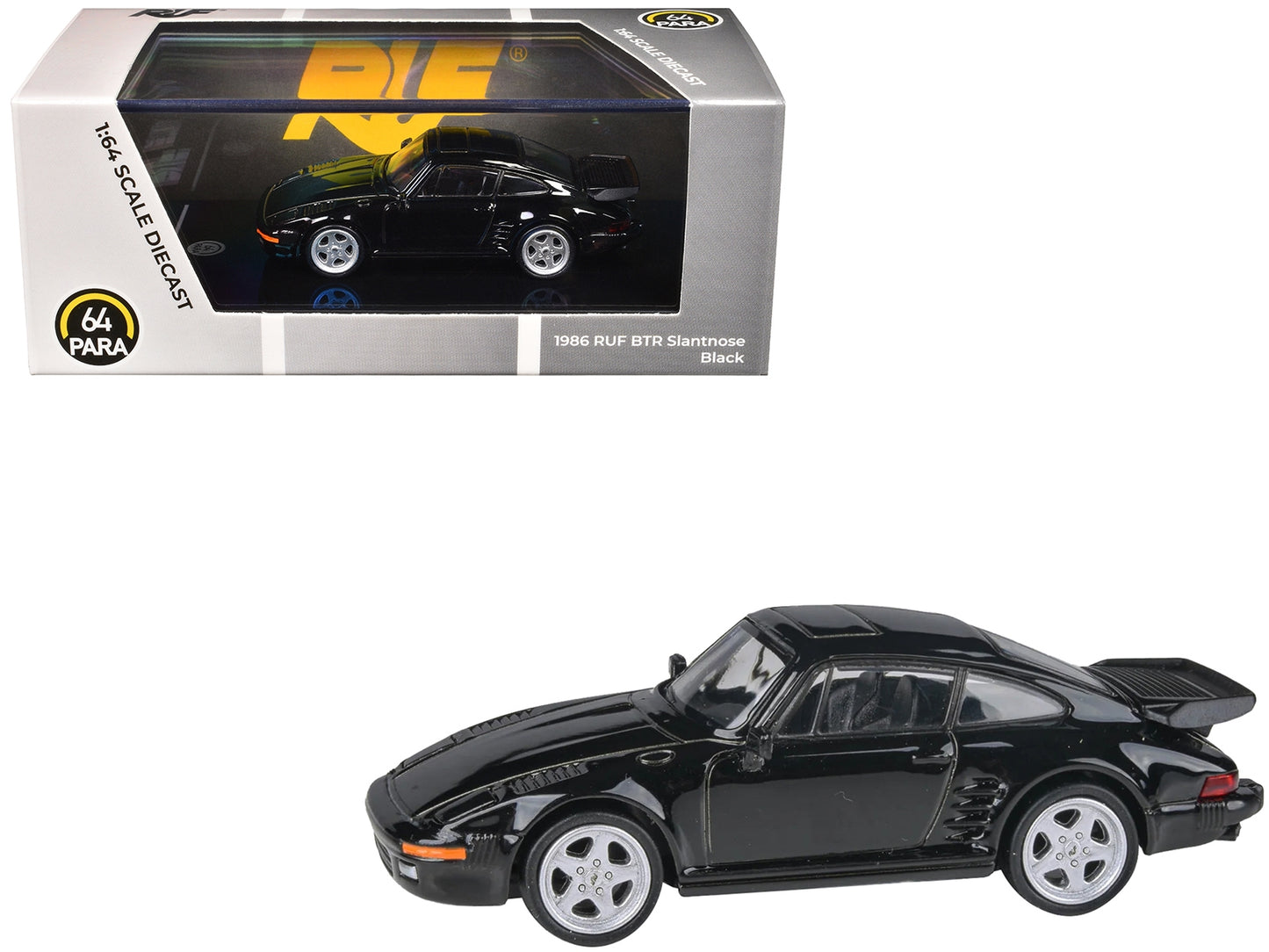 1986 RUF BTR Slantnose Black 1/64 Diecast Model Car by Paragon