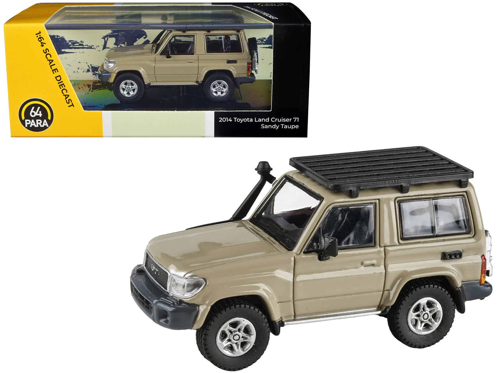 2014 Toyota Land Cruiser 71 SWB (Short Wheel Base) Sandy Taupe Brown 1/64 Diecast Model Car by Paragon Models free shipping USA