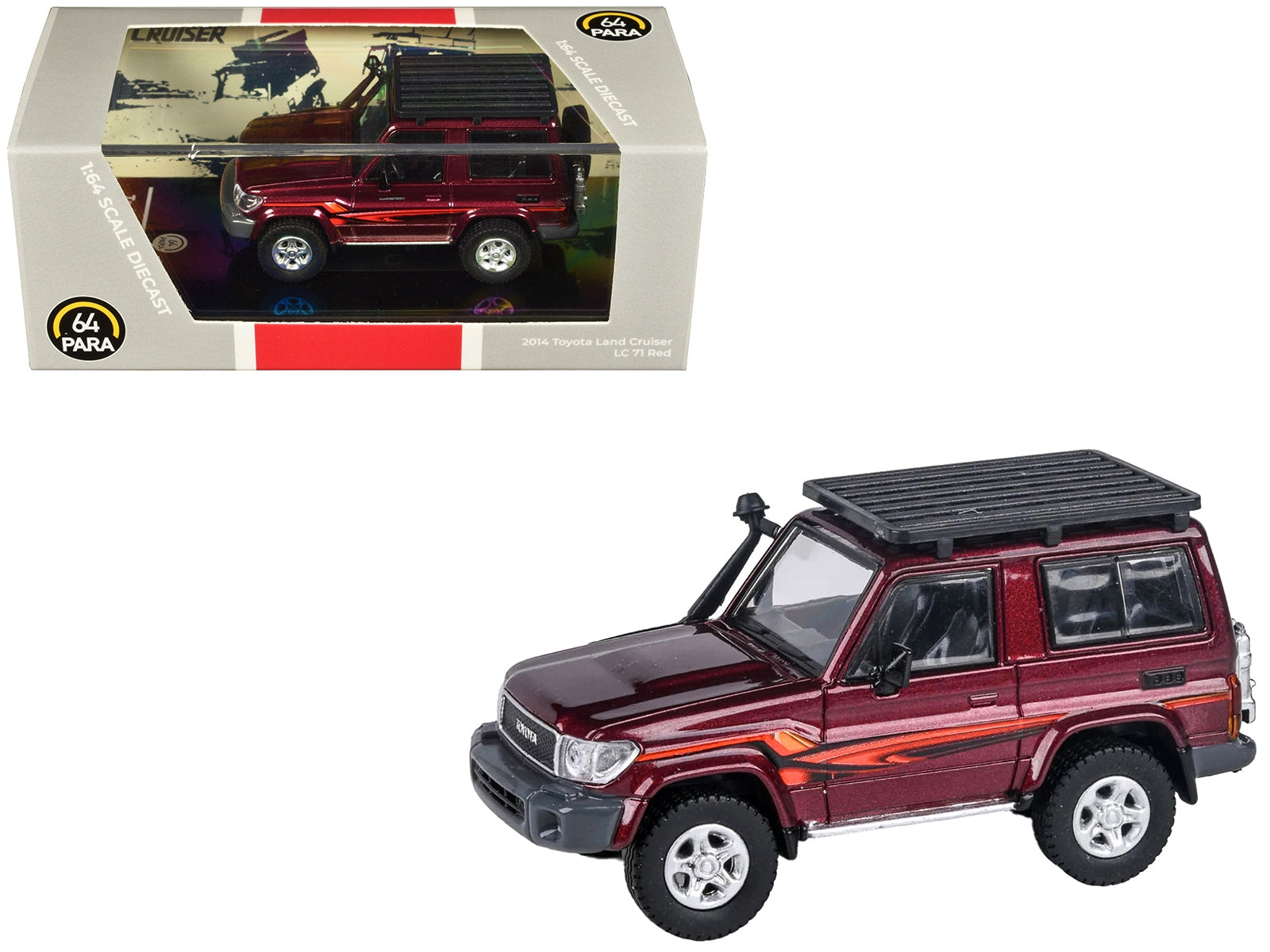 2014 Toyota Land Cruiser LC 71 Red Metallic with Graphics 1/64 Diecast Model Car by Paragon Models - Premium Toyota Models from Paragon - Just $25.89! Shop now at Rapidvehicles