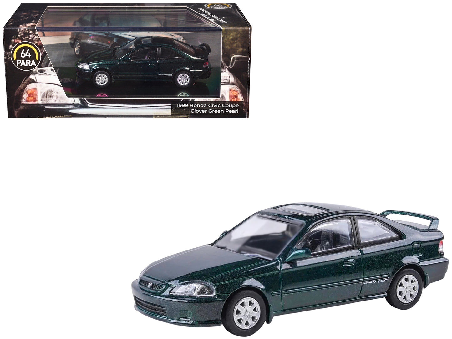 1999 Honda Civic Si EM1 Clover Green Pearl Metallic with Sunroof 1/64 Diecast Model Car by Paragon