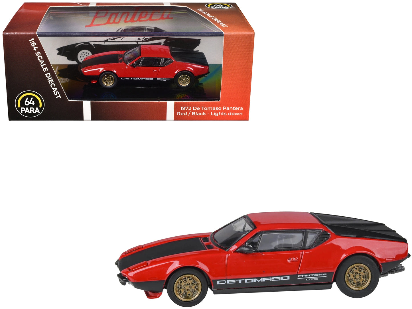 1972 De Tomaso Pantera Red and Black 1/64 Diecast Model Car by - Premium Other from Paragon - Just $45.99! Shop now at Rapidvehicles