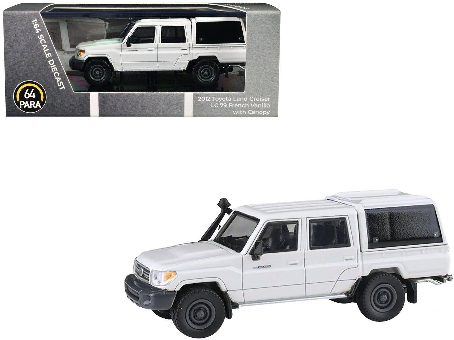 2012 Toyota Land Cruiser LC 79 French Vanilla White with Canopy 1/64 Diecast Model Car by Paragon Models
