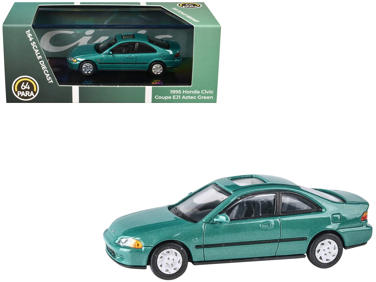 1995 Honda Civic Coupe EJ1 Aztec Green Metallic with Sunroof 1/64 Diecast Model Car by Paragon Models - Premium Honda Models from Paragon - Just $37.99! Shop now at Rapidvehicles