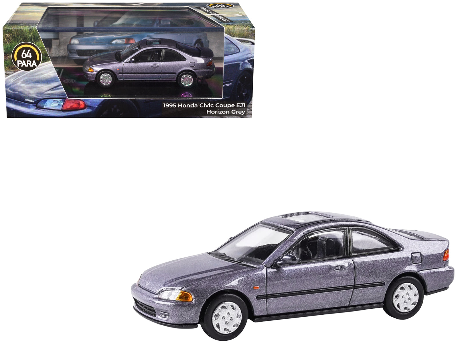 1995 Honda Civic Coupe EJ1 Horizon Gray Metallic with Sunroof 1/64 Diecast Model Car by Paragon free shipping USA