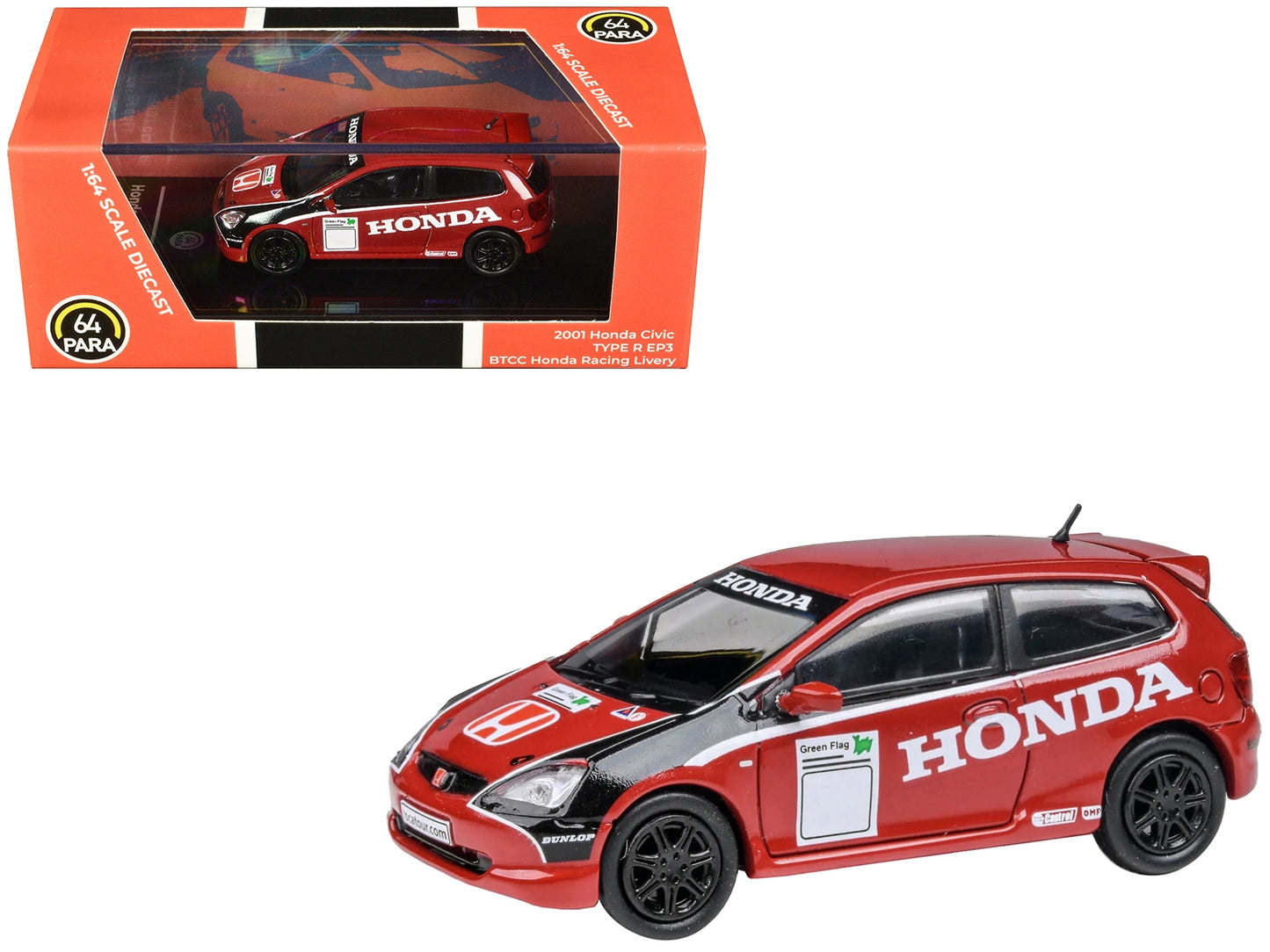 2001 Honda Civic Type R EP3 Red with Graphics "BTCC Honda Racing" - Premium Honda Models from Paragon - Just $37.99! Shop now at Rapidvehicles