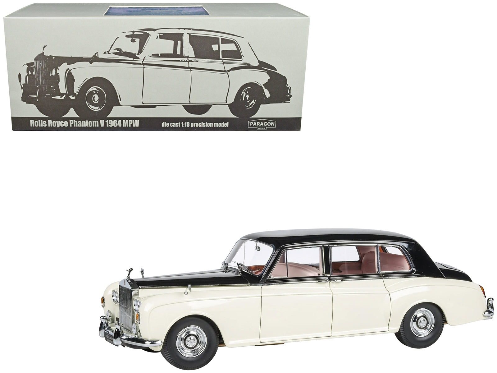 1965 Rolls Royce Phantom V Duotone Ivory White and Mason's Black - Premium Rolls Royce Models from Paragon - Just $240.29! Shop now at Rapidvehicles