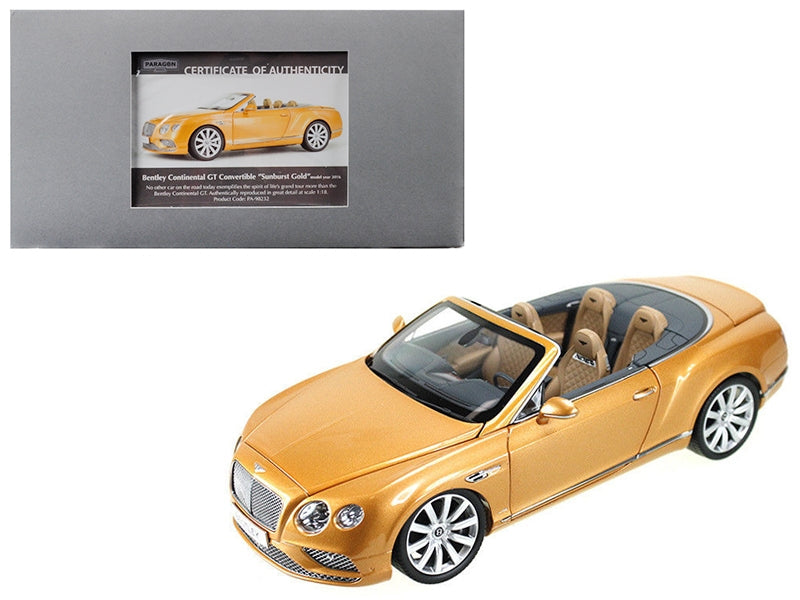 2016 Bentley Continental GT Convertible LHD Sunburst Gold 1/18 Diecast Model Car by Paragon - Premium Bentley Models from Paragon - Just $204.99! Shop now at Rapidvehicles