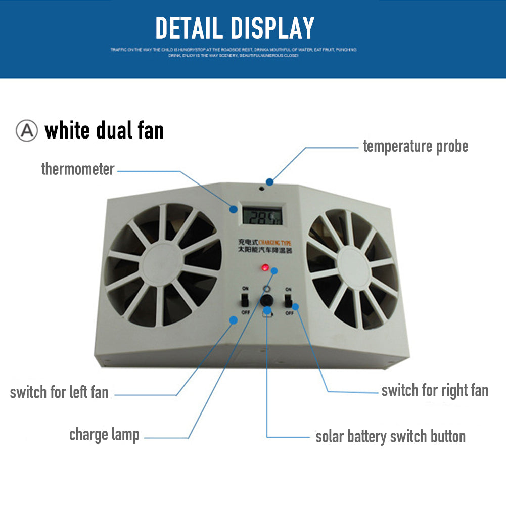 Solar Powered Car Window Air Vent Ventilator Cooling Fan White - Premium Other Car Tools from Rapidvehicles - Just $58.99! Shop now at Rapidvehicles