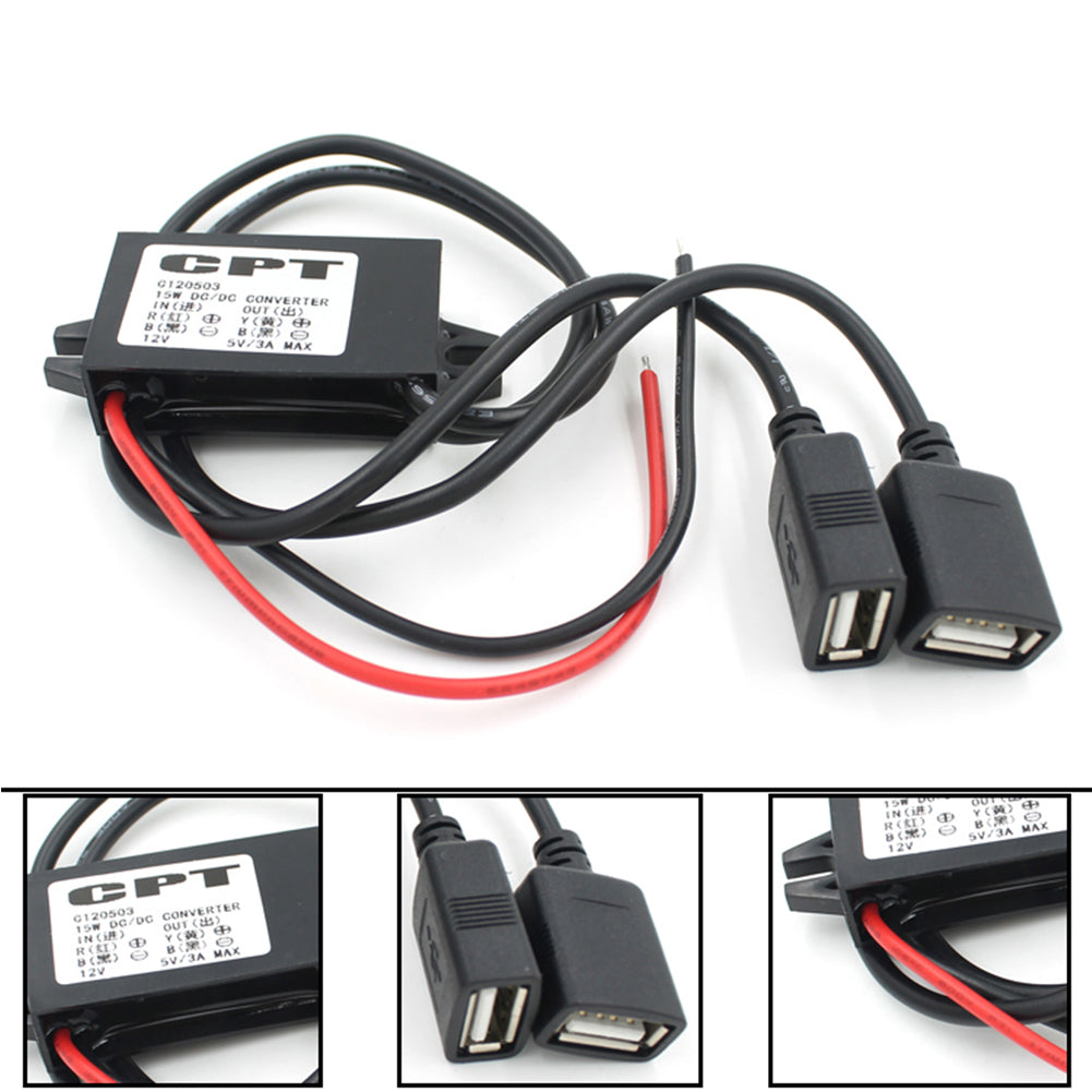 DC Converter 12V To 5V Dual USB Cable Connector Power Supply - Premium Other Car Tools from Rapidvehicles - Just $16.99! Shop now at Rapidvehicles