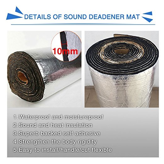 10mm Car Heat Sound Deadener Deadening Insulation Mat Waterproof and Moistureproof 24*40 inches - Premium Car Stickers & Covers from Rapidvehicles - Just $22.94! Shop now at Rapidvehicles