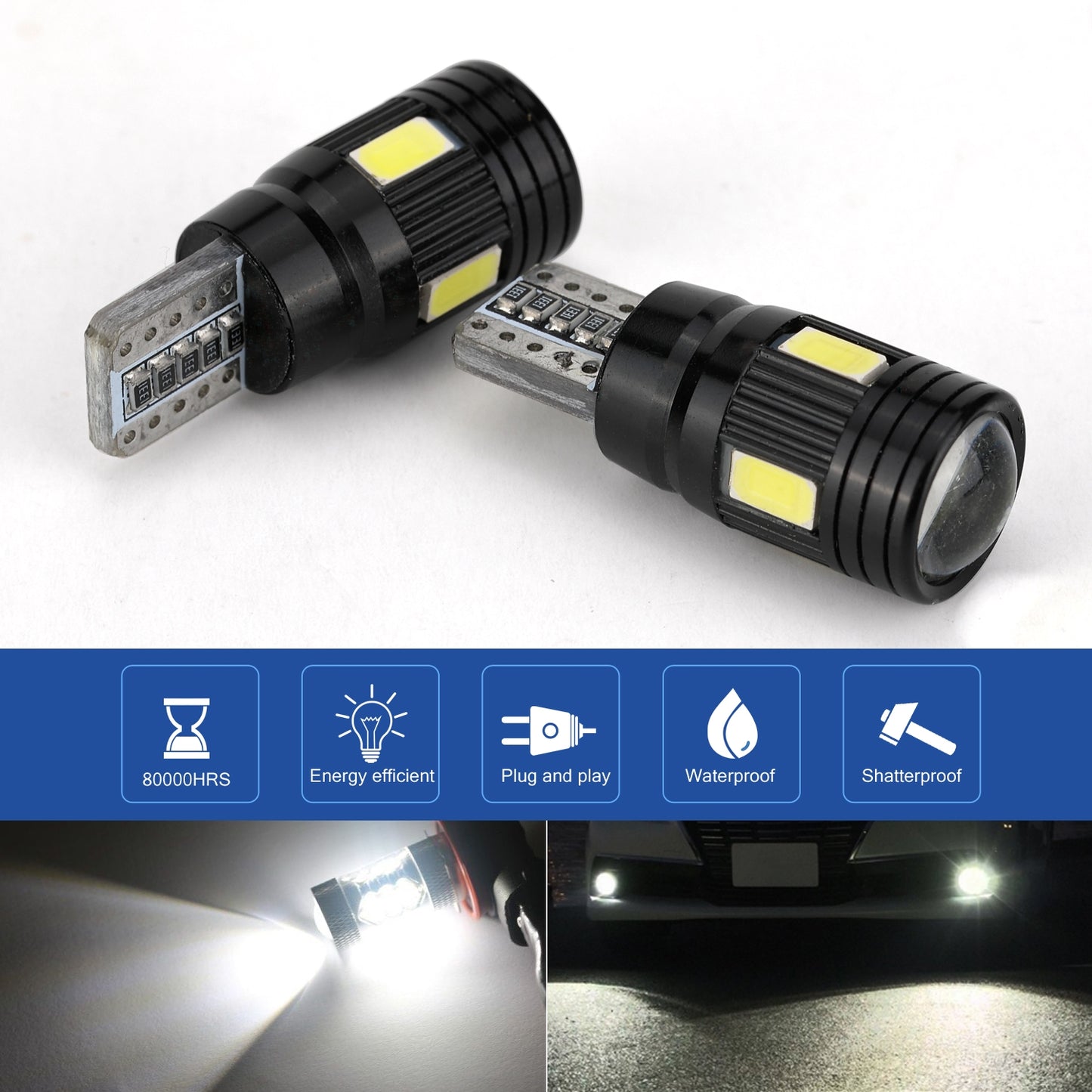 2pcs/4pcs/10pcs T10 LED Headlight Kit 6000K Low Beam White Lens - Premium Car LED Lights from Rapidvehicles - Just $9.89! Shop now at Rapidvehicles