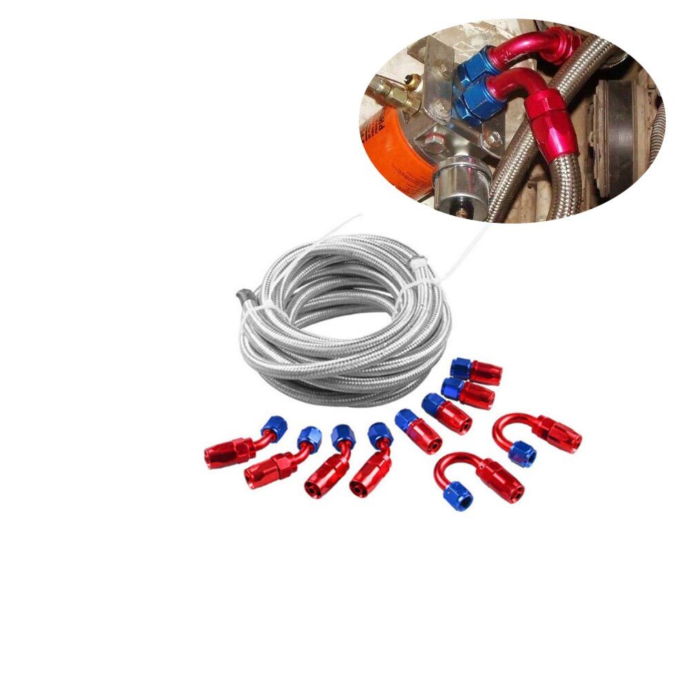 Stainless Steel Braided Oil / Fuel Line / Hose + Fitting / Hose End / Adaptor Kit AN8 - Premium Car Mounts & Holders from Rapidvehicles - Just $101.99! Shop now at Rapidvehicles