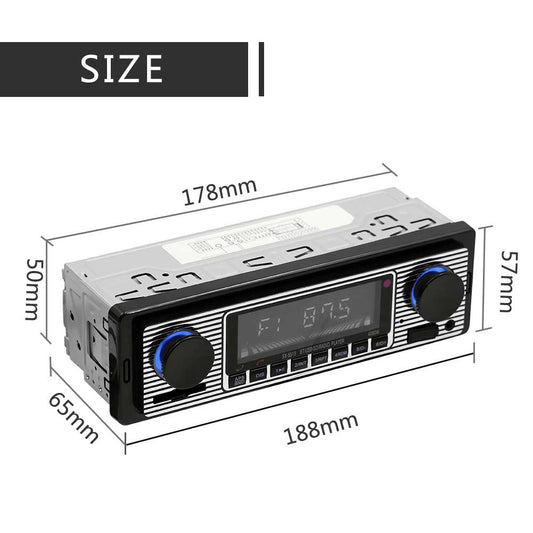 Bluetooth Vintage Car Radio MP3 Player Stereo USB AUX Classic Car - Premium Car Organizers from Rapidvehicles - Just $43.99! Shop now at Rapidvehicles