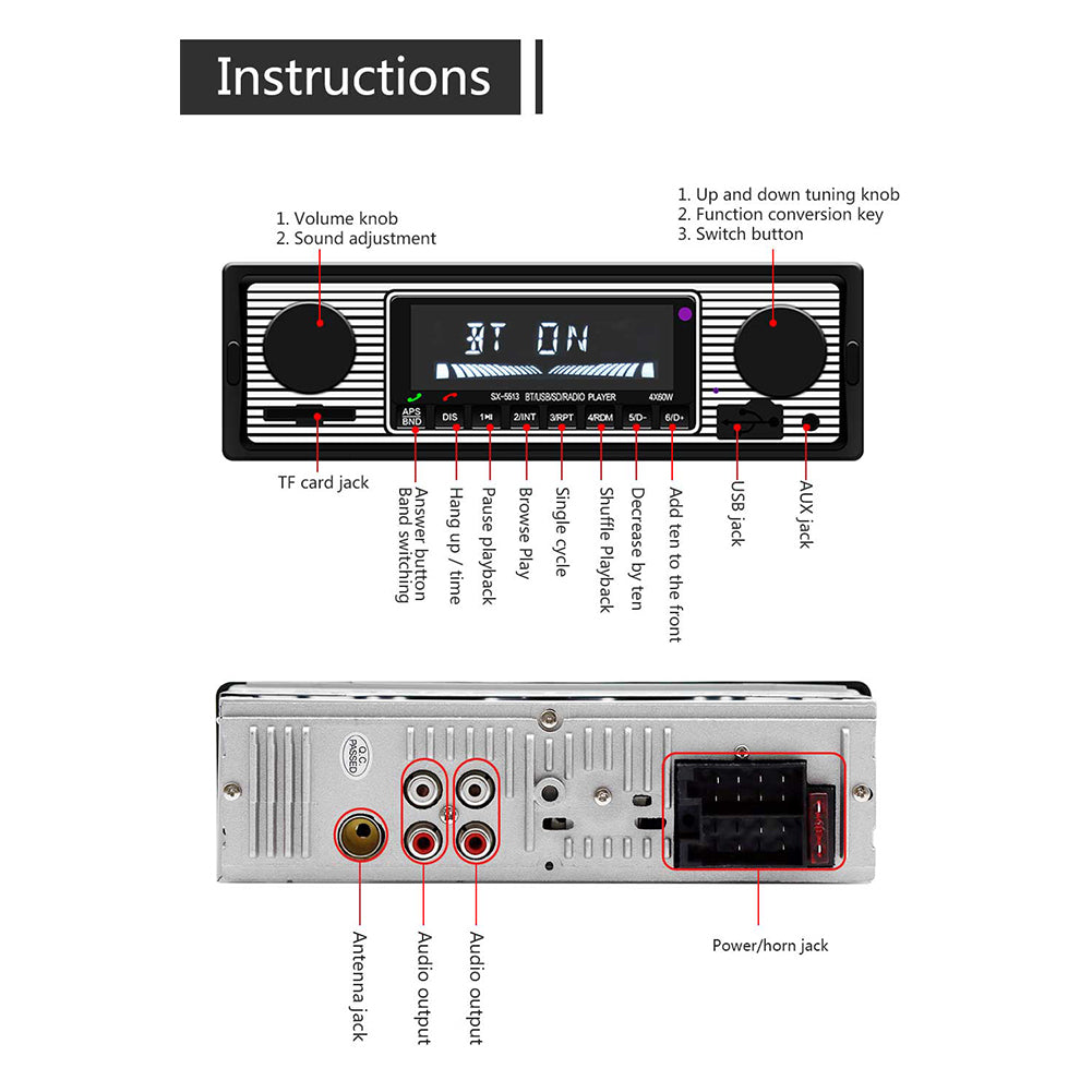 Bluetooth Vintage Car Radio MP3 Player Stereo USB AUX Classic Car - Premium Car Organizers from Rapidvehicles - Just $43.99! Shop now at Rapidvehicles