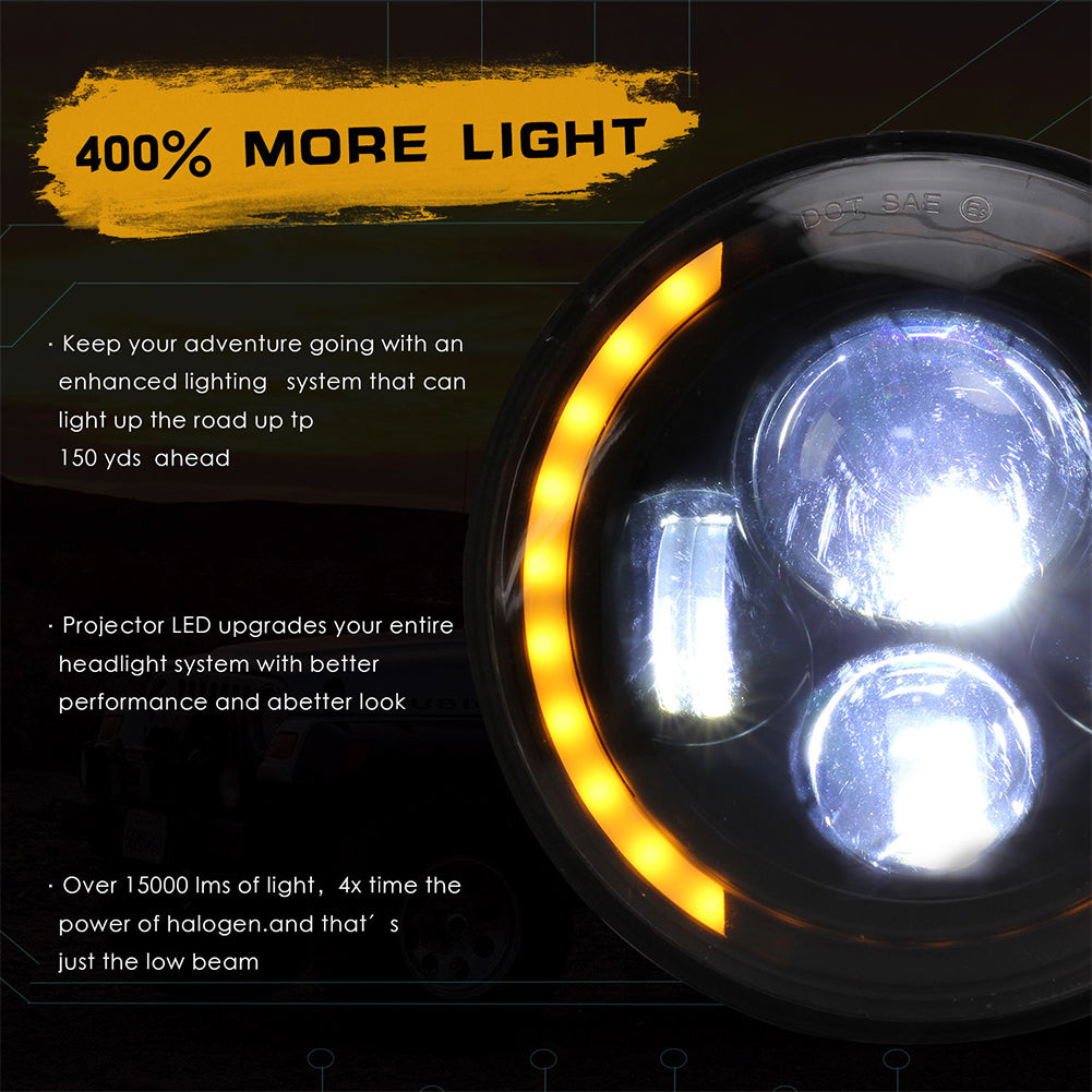 150W 7'' Round LED Headlight with High Low Beam 15000LM DRL Turn - Premium Car LED Lights from Rapidvehicles - Just $48.59! Shop now at Rapidvehicles