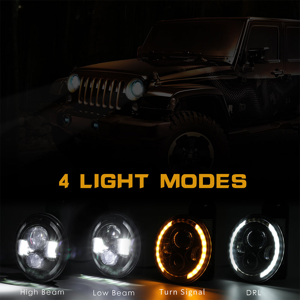 150W 7'' Round LED Headlight with High Low Beam 15000LM DRL Turn - Premium Car LED Lights from Rapidvehicles - Just $48.59! Shop now at Rapidvehicles