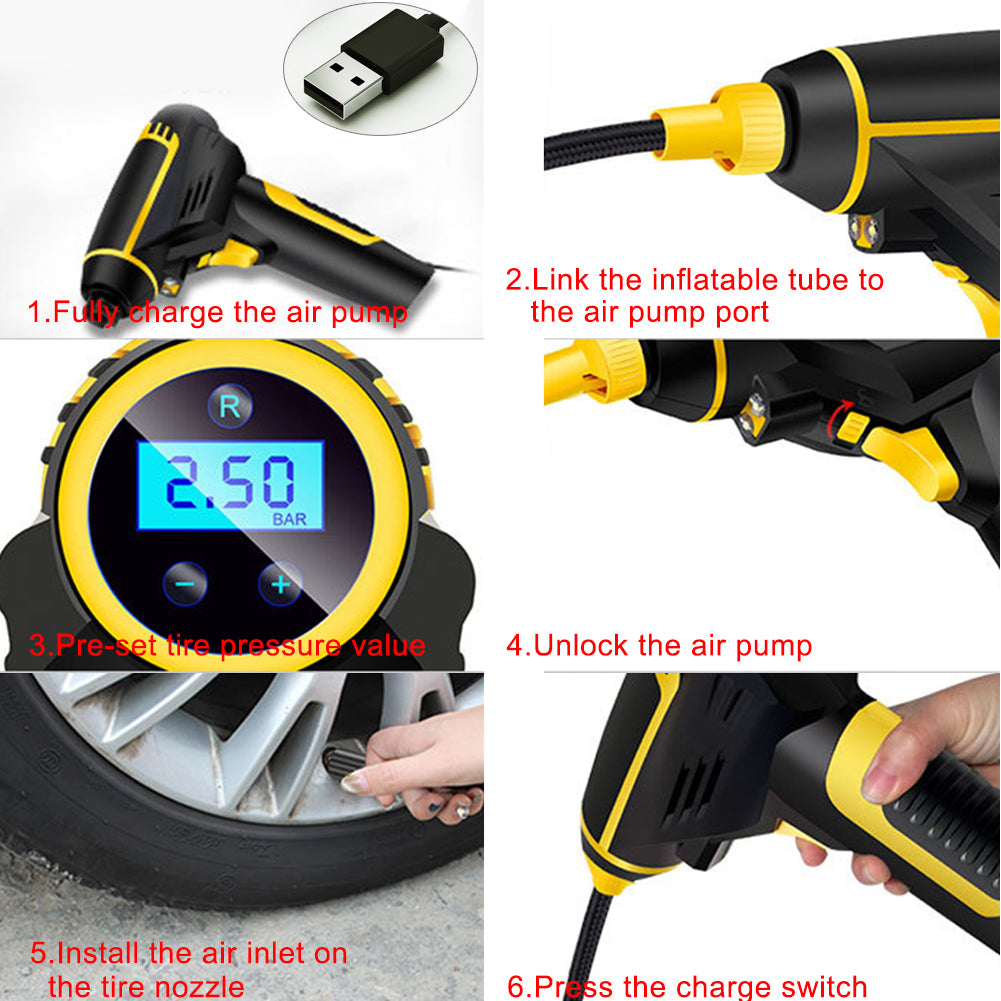 Rechargeable Inflator Handheld Tire Inflation Mattresses Electric Digital Car Portable Air Compressor 22 cylinder cigarette lighter power supply - Premium Car LED Lights from Rapidvehicles - Just $59.62! Shop now at Rapidvehicles