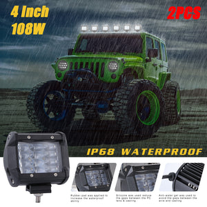 108W 4 Rows LED Work Light Bar for Offroad Off-road Truck  6000K white_2pcs/set - Premium Car LED Lights from Rapidvehicles - Just $41.59! Shop now at Rapidvehicles