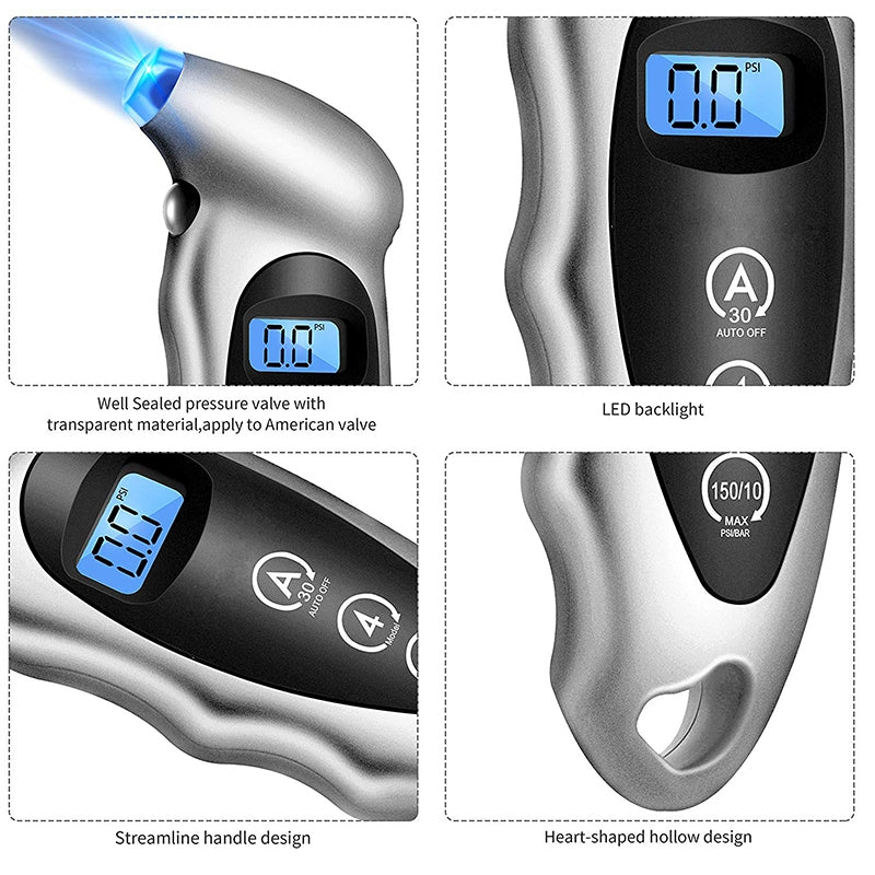 Tire Pressure Gauge 0-150 PSI High Precision Digital Background Tire Pressure Gauge silver - Premium OBD & Diagnostic Tools from Rapidvehicles - Just $19.99! Shop now at Rapidvehicles