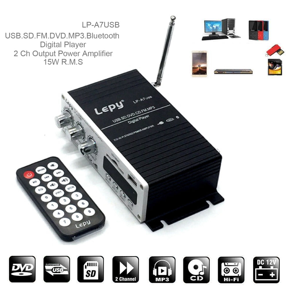 LEPY Bluetooth Mini Power Audio Amplifier Hi-Fi AMP MP3 FM USB SD - Premium Other Car Electronics from Rapidvehicles - Just $59.99! Shop now at Rapidvehicles