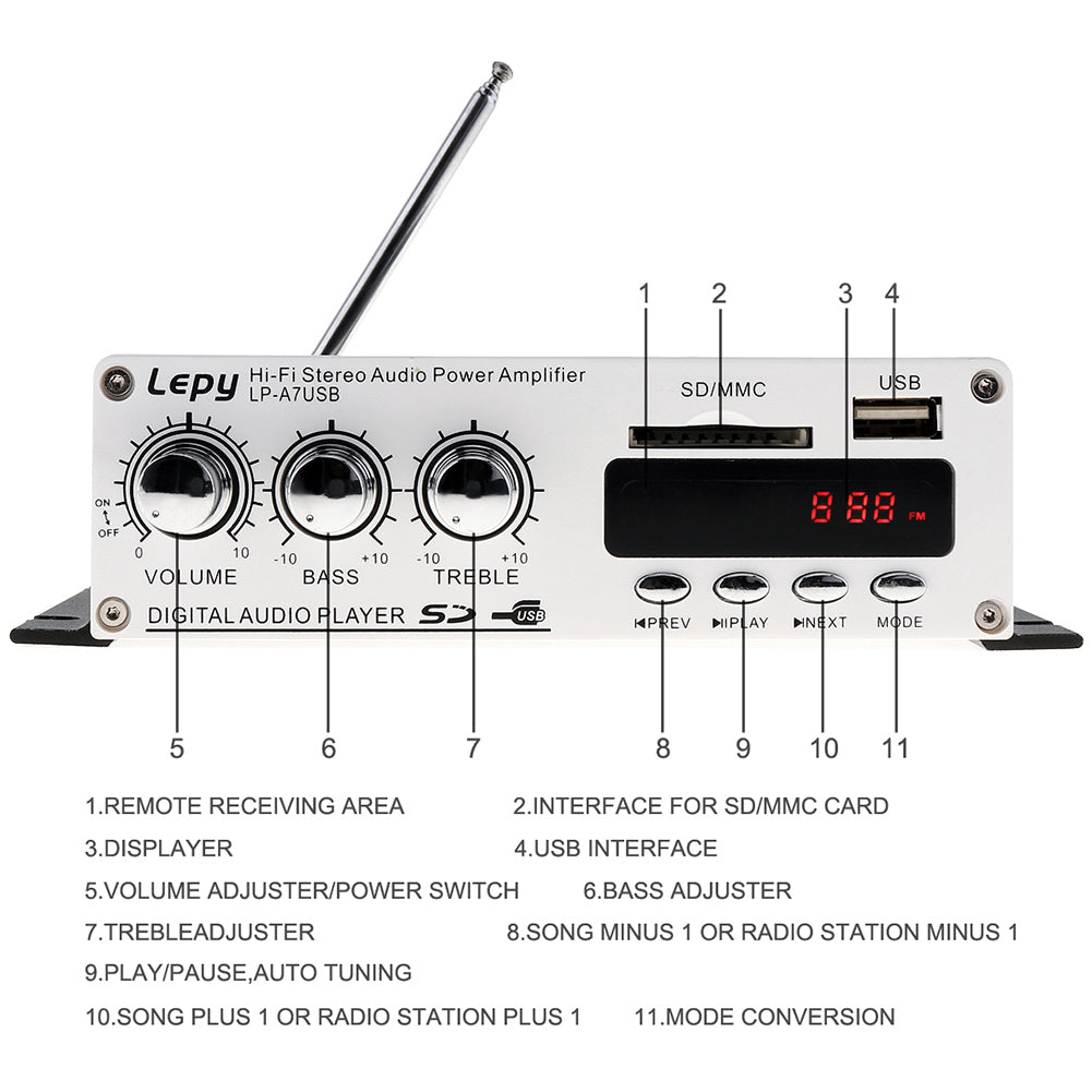 LEPY Bluetooth Mini Power Audio Amplifier Hi-Fi AMP MP3 FM USB SD - Premium Other Car Electronics from Rapidvehicles - Just $59.99! Shop now at Rapidvehicles