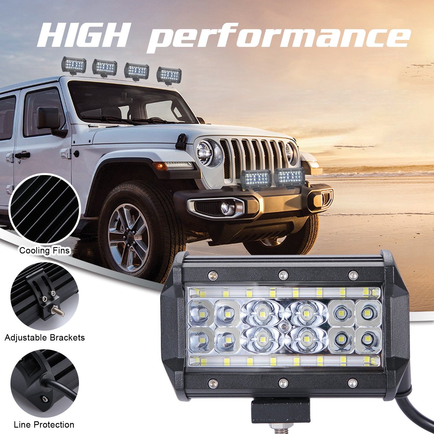 280W LED 4 Rows 5inch 28000LM Work Light Bar Driving Lamp - Premium Car LED Lights from Rapidvehicles - Just $50.08! Shop now at Rapidvehicles