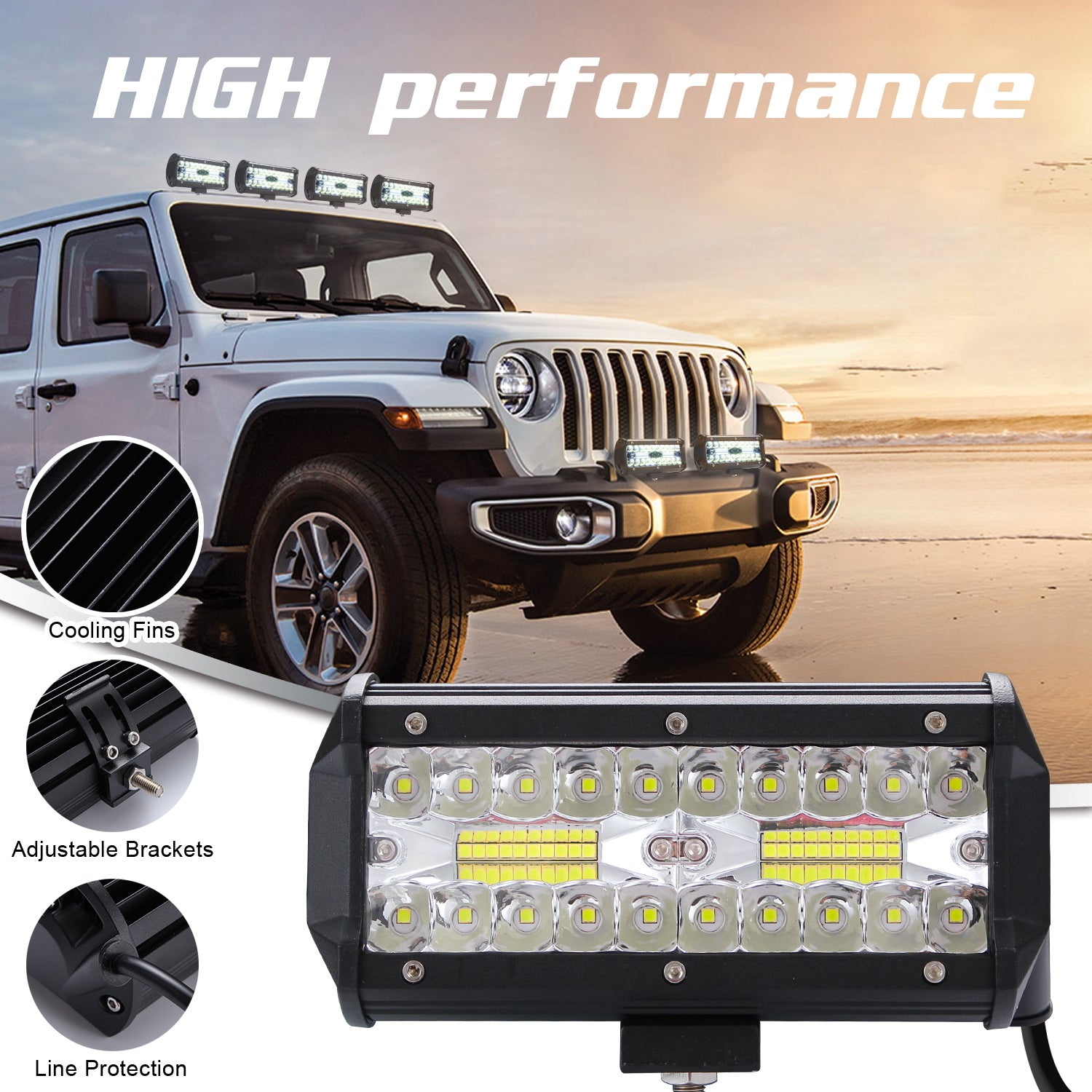 High Bright 400W LED 3 Rows 7inch 40000LM Work Light Bar Driving Lamp - Premium Car LED Lights from Rapidvehicles - Just $35.35! Shop now at Rapidvehicles