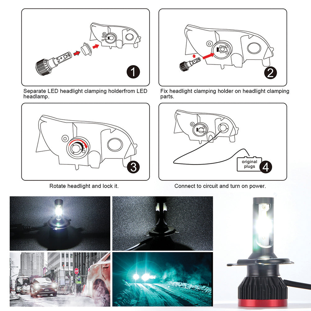 2PCS Mini Led Bulb Car Headlight H11 H1 H8 H9 H3 9005 / HB3 9006 / HB4 100W 20000LM 6000K Car Headlight 6000K white light_H4/HB2/9003 Hi/Lo - Premium Car LED Lights from Rapidvehicles - Just $34.47! Shop now at Rapidvehicles