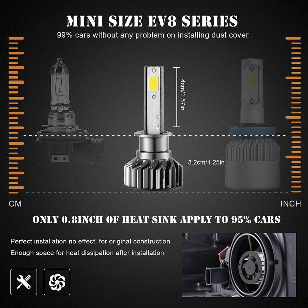 2PCS Mini Car LED Headlight Bulb H1 H7 H8/H9/H11 9005/HB3 9006/HB4 H4/HB2/9003 Hi/Lo 72W 10000LM 6000K Car Headlamp H7 - Premium Car LED Lights from Rapidvehicles - Just $40.12! Shop now at Rapidvehicles