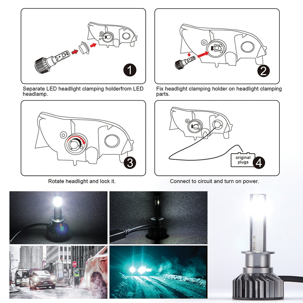 2PCS Mini Car LED Headlight Bulb H1 H7 H8/H9/H11 9005/HB3 9006/HB4 H4/HB2/9003 Hi/Lo 72W 10000LM 6000K Car Headlamp H7 - Premium Car LED Lights from Rapidvehicles - Just $40.12! Shop now at Rapidvehicles