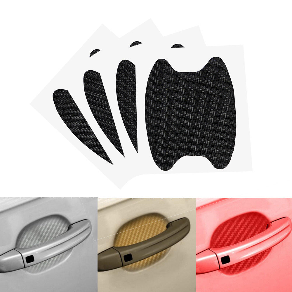 4pcs/set Carbon Fiber Adhesive Sticker Car Handle Protection Sticker Silver - Premium Car Stickers & Covers from Rapidvehicles - Just $4.47! Shop now at Rapidvehicles