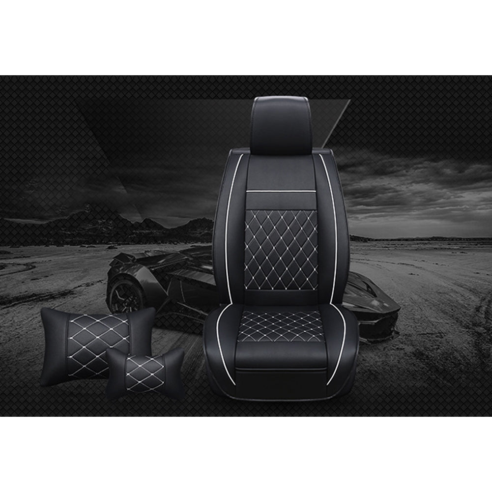 Universal All Car Leather Support Pad Car Seat Covers Cushion Accessories Black and white luxury single - Premium Car Seat Cushion from Rapidvehicles - Just $50.99! Shop now at Rapidvehicles