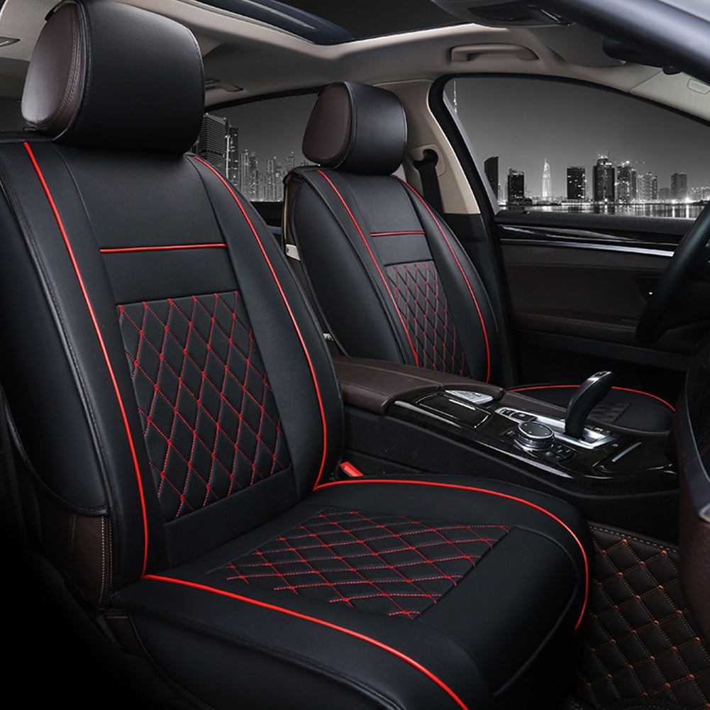 Universal All Car Leather Support Pad Car Seat Covers Cushion Accessories Black and red standard version single - Premium Car Seat Cushion from Rapidvehicles - Just $49.99! Shop now at Rapidvehicles