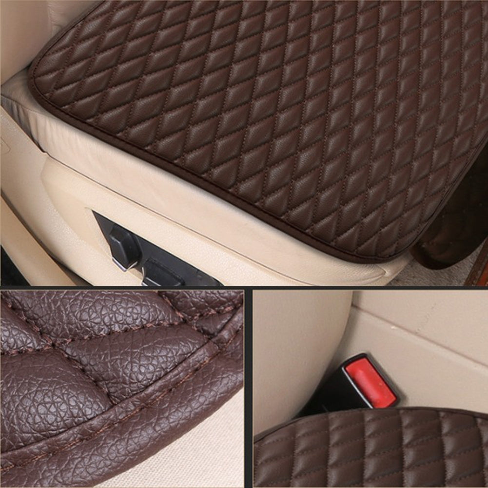 3pcs Universal Car Seat Cover PU Leather Cushions Organizer Auto Front Back Seats Covers Protector Mat  Beige set - Premium Car Seat Cushion from Rapidvehicles - Just $48.99! Shop now at Rapidvehicles