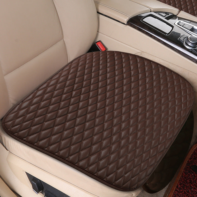 3pcs Universal Car Seat Cover PU Leather Cushions Organizer Auto Front Back Seats Covers Protector Mat  Beige set - Premium Car Seat Cushion from Rapidvehicles - Just $48.99! Shop now at Rapidvehicles