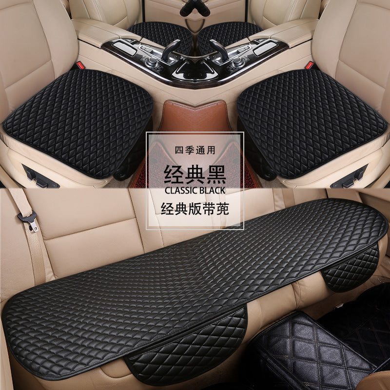 3pcs Universal Car Seat Cover PU Leather Cushions Organizer Auto Front Back Seats Covers Protector Mat  Beige set - Premium Car Seat Cushion from Rapidvehicles - Just $48.99! Shop now at Rapidvehicles