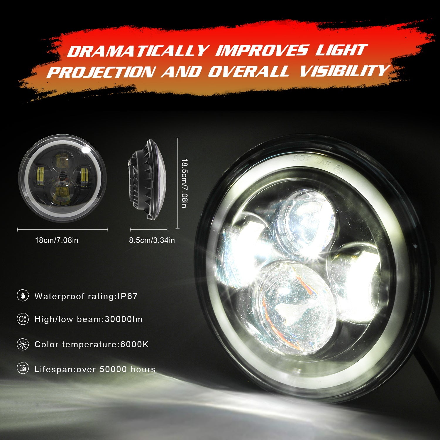 7 "150W 15000LM 8000K SUV Working Lights LED Headlights for Jeep Wrangler - Premium Car LED Lights from Rapidvehicles - Just $52.25! Shop now at Rapidvehicles