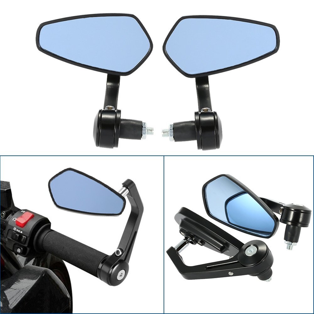 7/8" Handle Bar End Rearview Mirror Motorcycle Rear view Side Mirrors for Honda Yamaha Suzuki Kawasaki Dukati Bmw - Premium Motorcycle Accessories from Rapidvehicles - Just $40.99! Shop now at Rapidvehicles