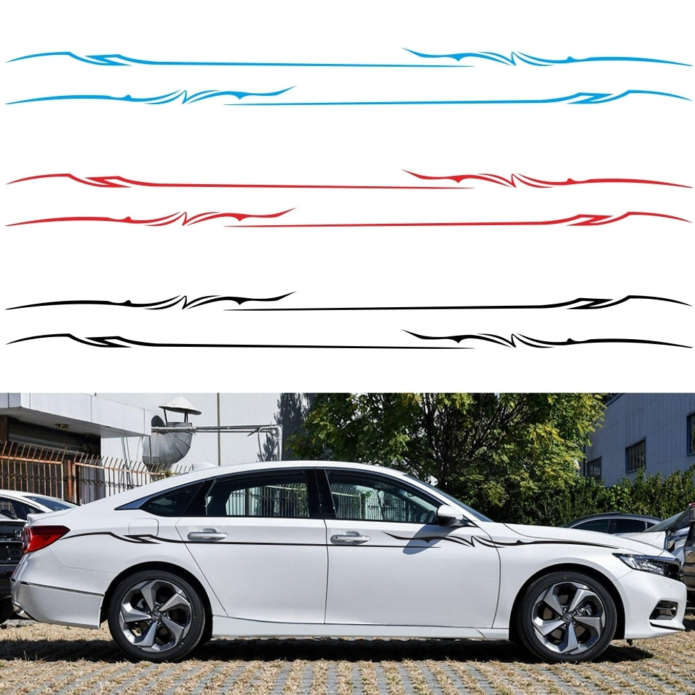 2Pcs Car Sticker Style Car Body Side Stripes Vinyl Graphics Sticker Decals  white - Premium Car Stickers & Covers from Rapidvehicles - Just $26.98! Shop now at Rapidvehicles