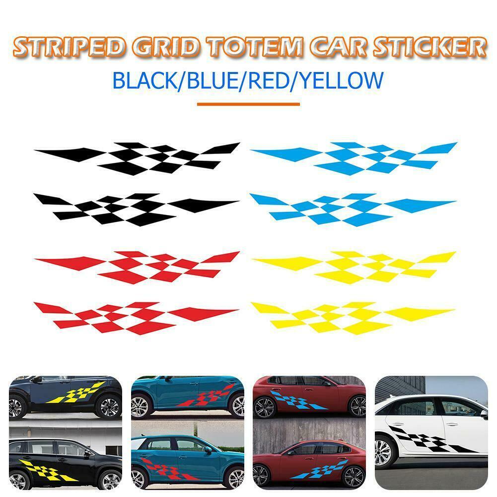 1 Pair Car Stickers Racing Sports Stripe Grid Totem Auto Side Body Decals Car Sticker blue - Premium Car Stickers & Covers from Rapidvehicles - Just $30.03! Shop now at Rapidvehicles