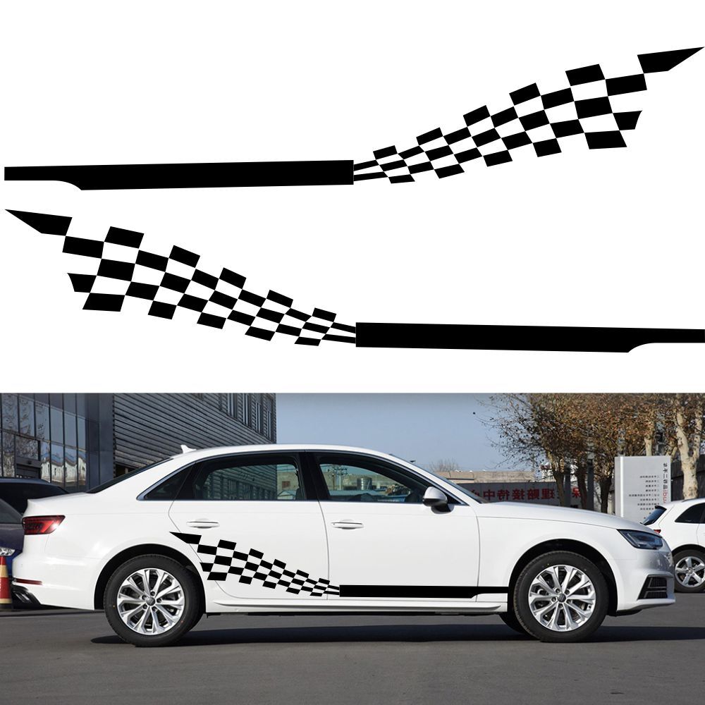 2pcs 215x30cm Both Sides Car DIY Checkered Flag Stickers Racing Stripes Wrap Vinyl Film Car Stickers black - Premium Car Stickers & Covers from Rapidvehicles - Just $28.66! Shop now at Rapidvehicles