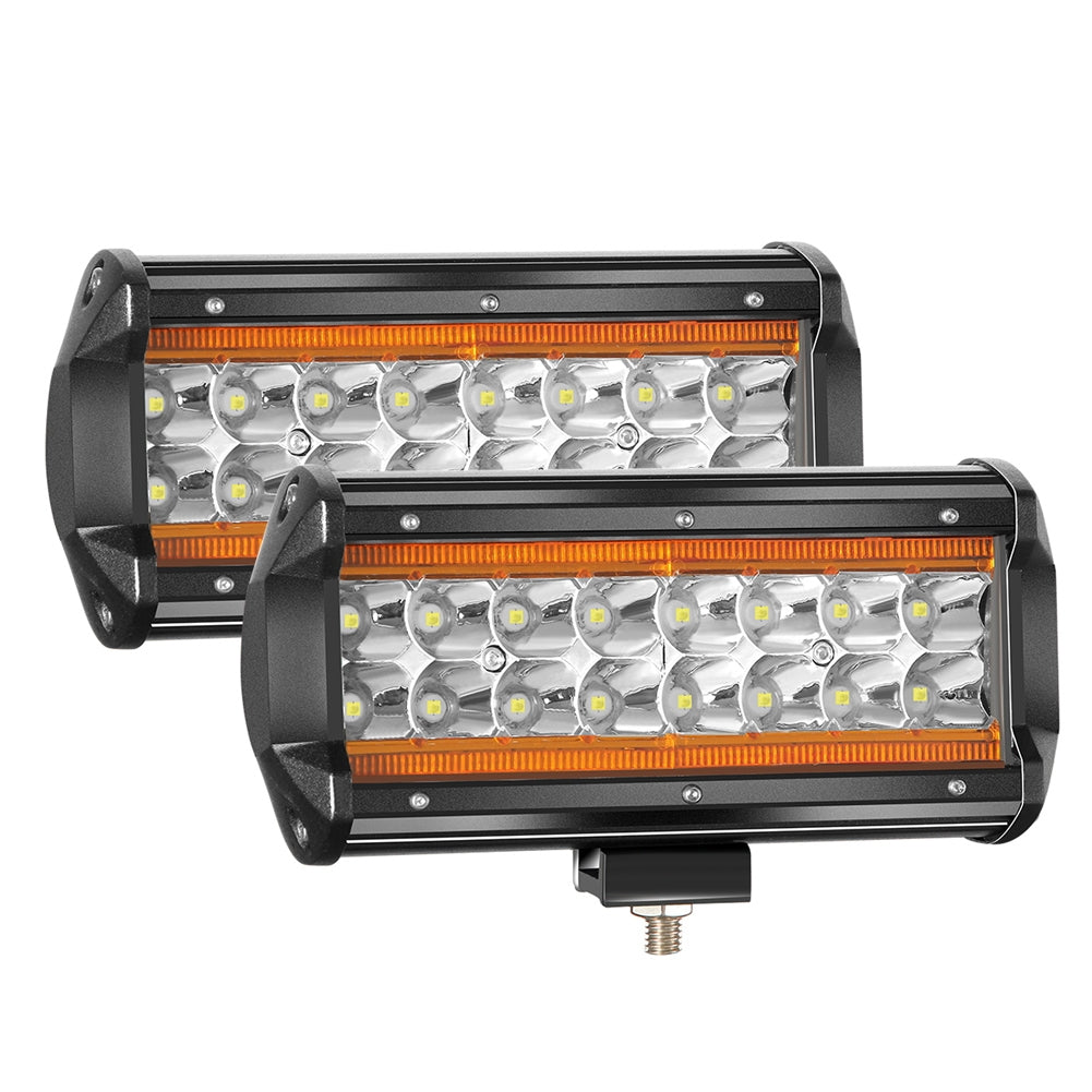 2PCS 7Inch LED Light Bar Marker Lights 240W 24000LM 3000K+6000K Led Driving Lights Fog Lights Amber light + white light - Premium Car LED Lights from Rapidvehicles - Just $76.33! Shop now at Rapidvehicles